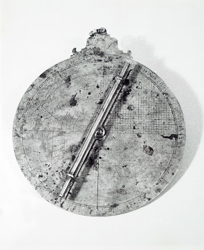 View of the back of a brass astrolabe