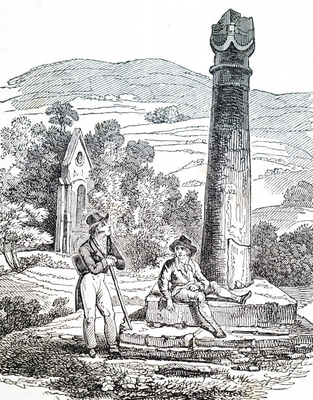 Engraving depicting Valle Crucis Abbey, a Cistercian abbey located in Llantysilio in Denbighshire, Wales