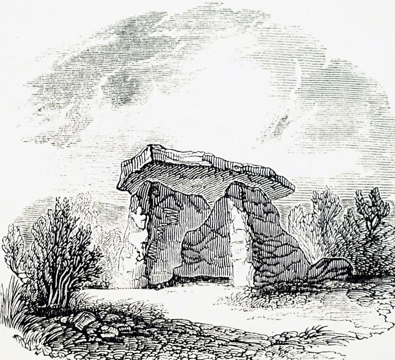 Engraving depicting Kit's Coty House, the remains of a Neolithic chambered long barrow