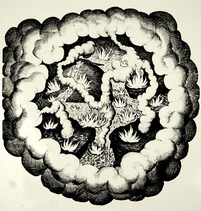 Elemental chaos, showing the fight between the 'qualities' hot and cold, wet and dry