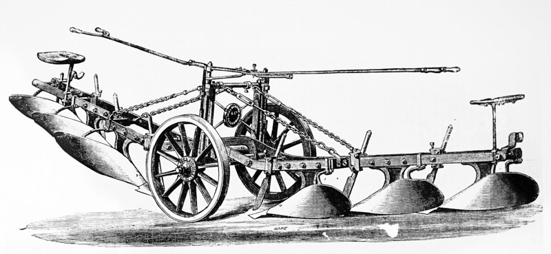 Illustration of a plough for steam ploughing equipment