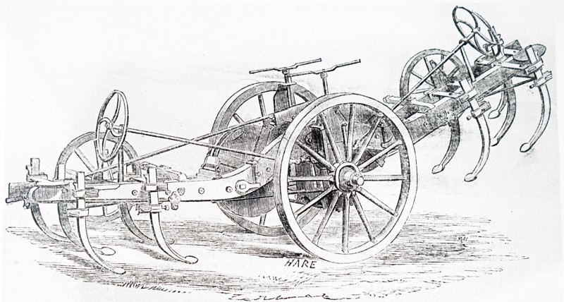 Engraving depicting a Scarifying Plough for use in steam ploughing