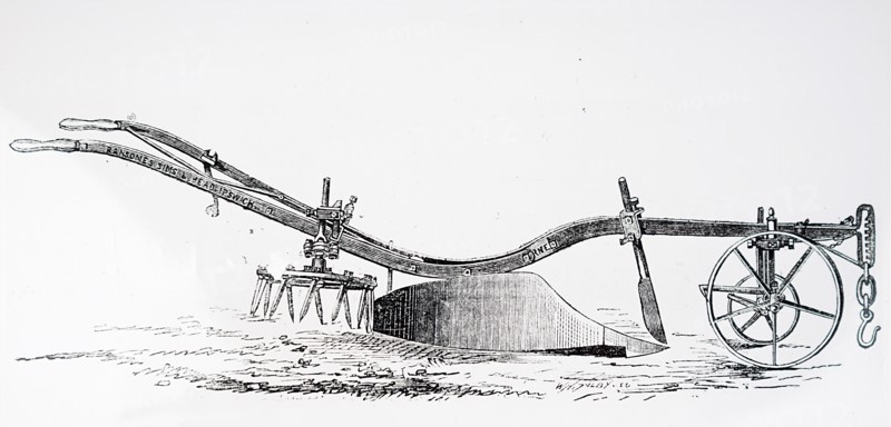 A Ransomes, Sims & Jefferies combined plough and rotary harrow