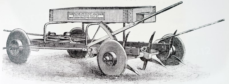 A moveable anchor vehicle for use at one end of a field to act as a pulley block for rope to which a plough is attached in steam ploughing