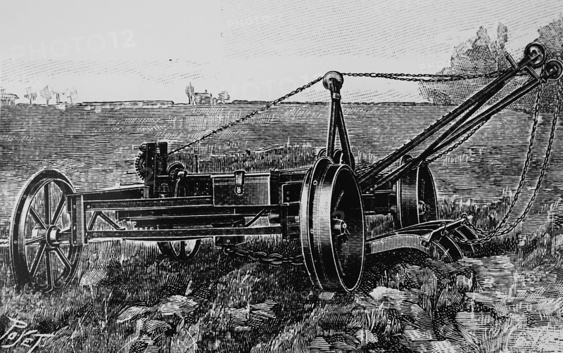 A moveable anchor vehicle for use at one end of a field to act as a pulley block for rope to which a plough is attached in steam ploughing