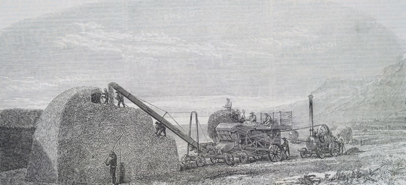 A Ransomes, Sims & Jefferies threshing and stacking machine