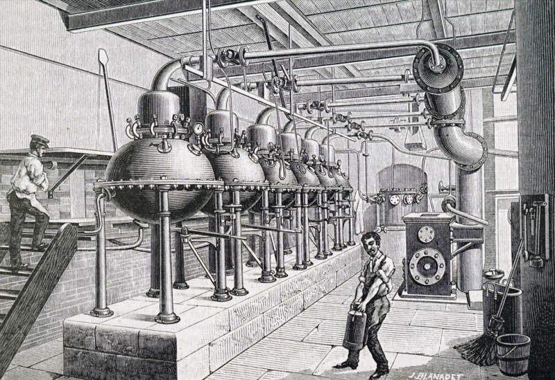 A milk condensing unit in France