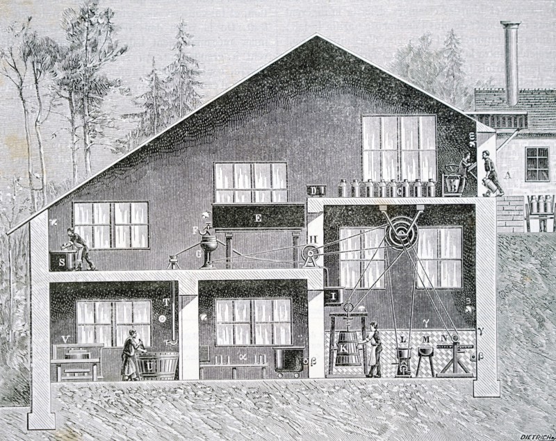 An industrialised milk parlour and refinery at Roche-sur-Loue, near d'Arc-et-Senans, Besançon, France