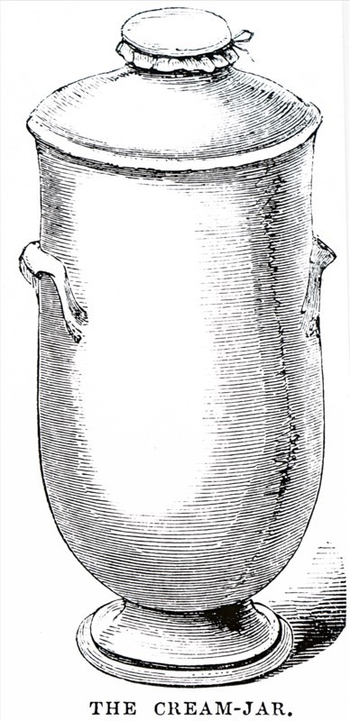 A stoneware cream jar in which the cream was stored before churning