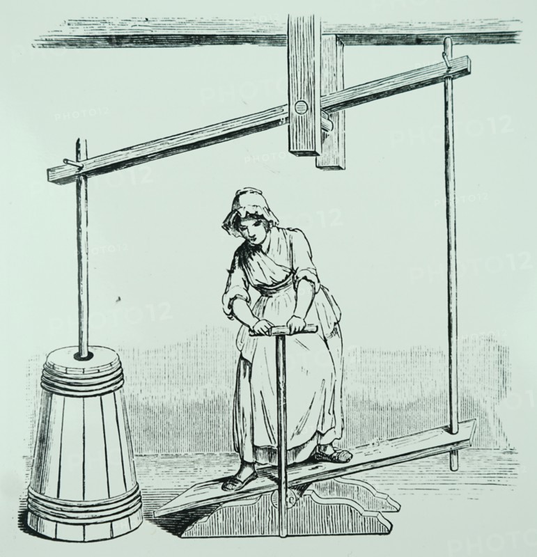 The use of a see-saw type of vertical butter churn