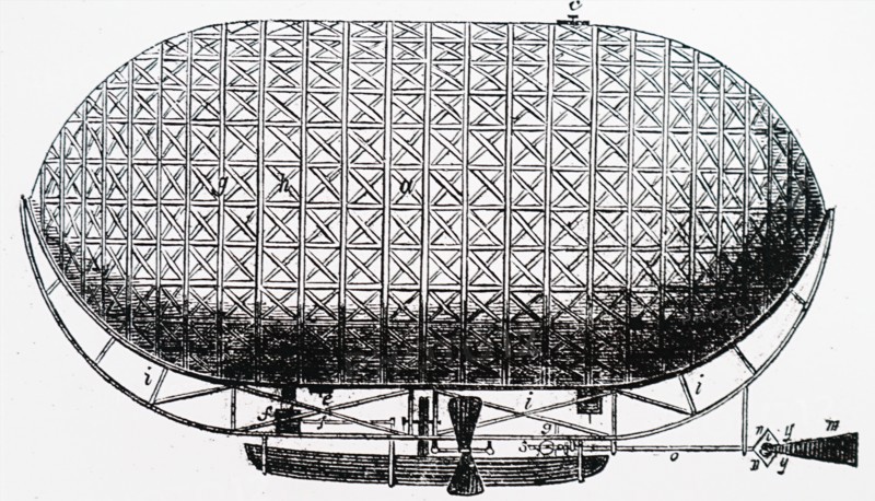 Henry Bell's design for an aerial machine, which had a rudder and two screw propellers