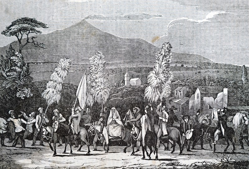An illustration of a peasant wedding procession, Sicily, Italy