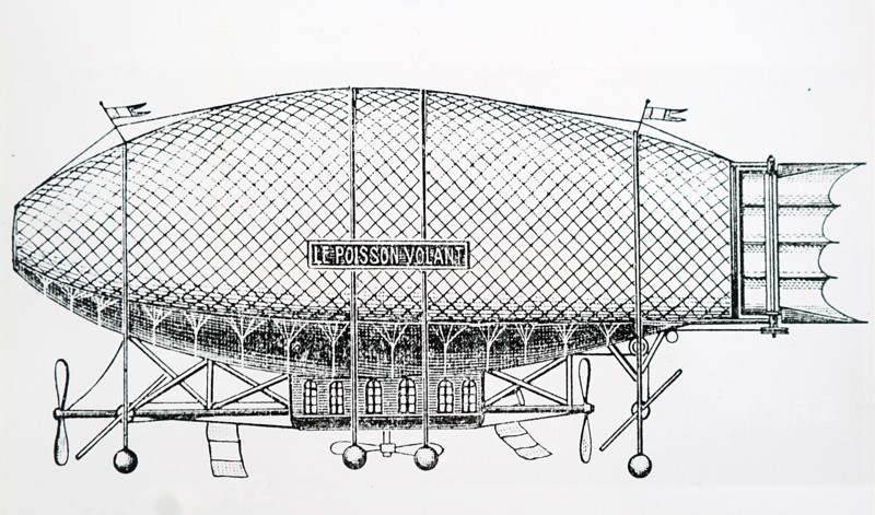 Camille Vert's 'Flying Fish' balloon, powered by a small steam engine