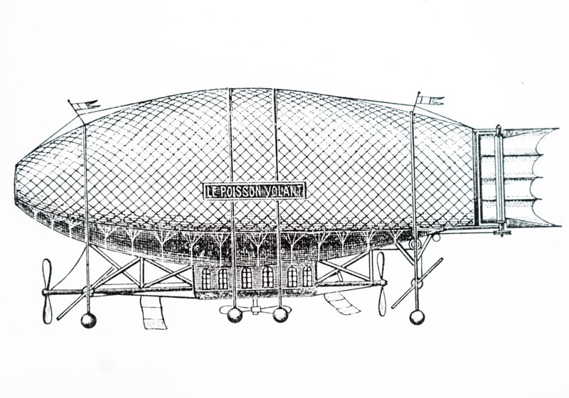 Camille Vert's 'Flying Fish' balloon, powered by a small steam engine