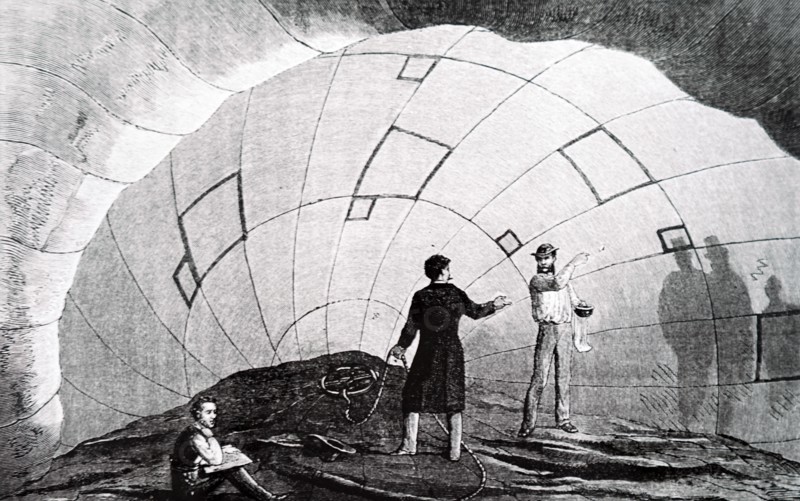 The filling of a balloon in England