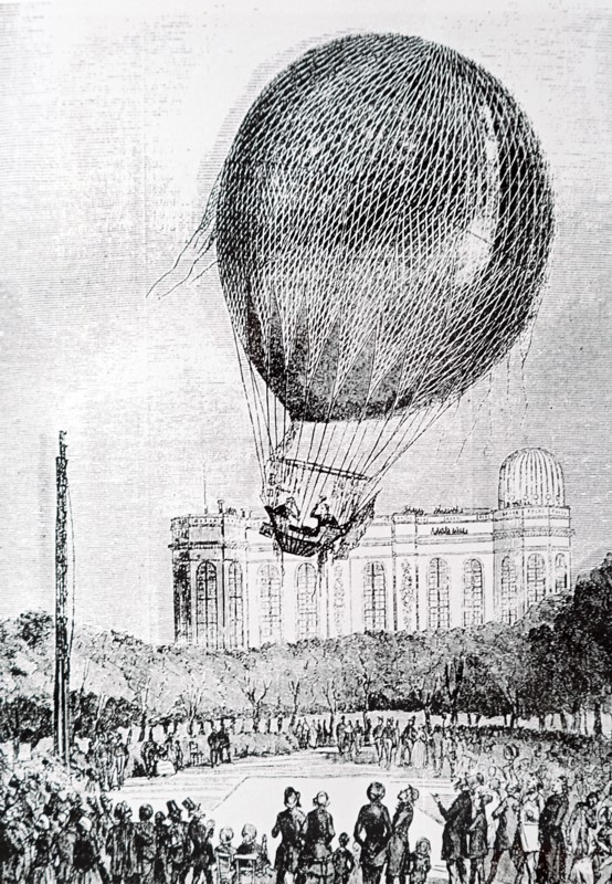 Poitevin making a balloon ascent on a horse from the Champ de Mars, France