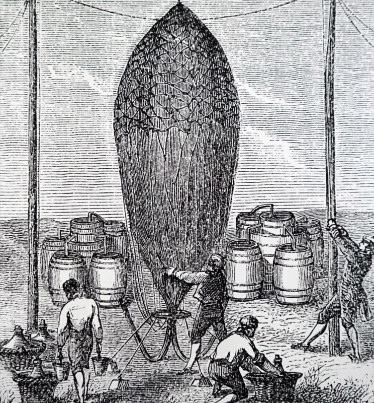 The filling of a balloon in England