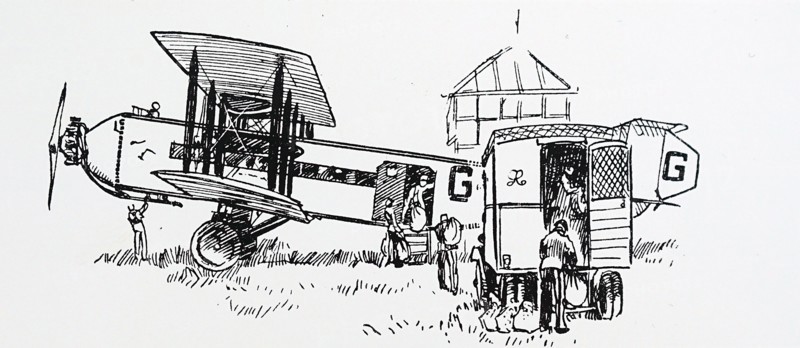 A Biplane being loaded with mail