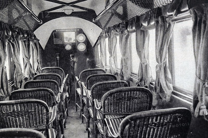The interior of an aeroplane liner