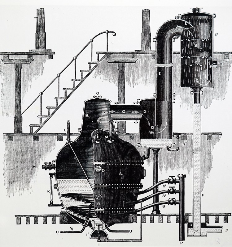 A milk condensing apparatus using a10 ft 6in cast iron vacuum pan