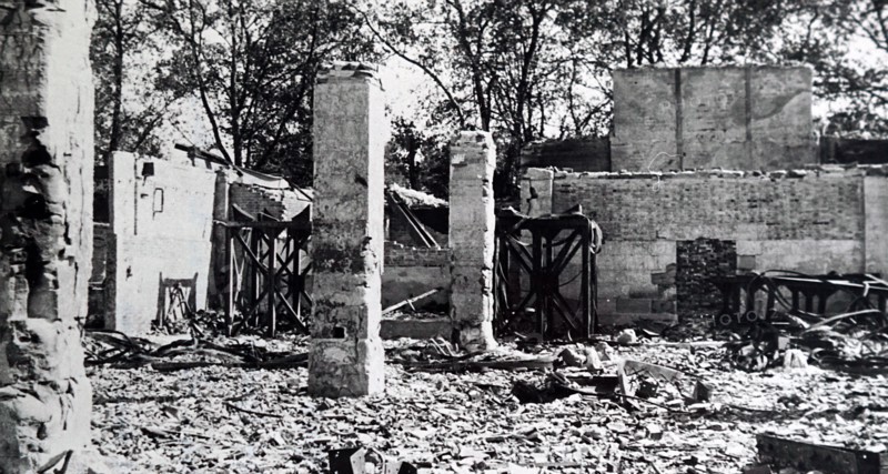 Photograph showing the destruction on the outskirts of Paris, during the liberation of France from German occupation in the summer of 1944