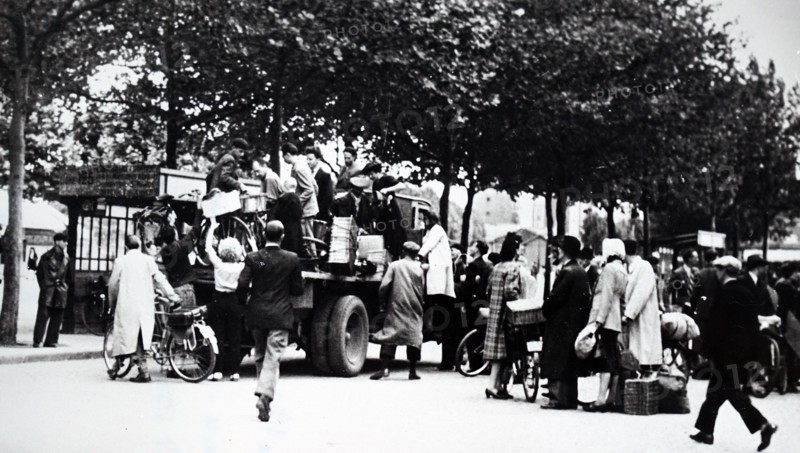 Refugees in Paris, during the liberation of France, 1944