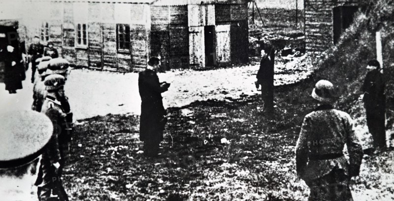 Photograph of two French resistance fighters being executed, during the German occupation of France in World War Two