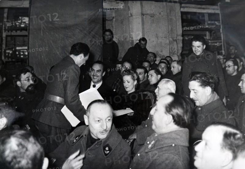 Photograph of a film screening in Paris, during the German occupation of France in World War Two