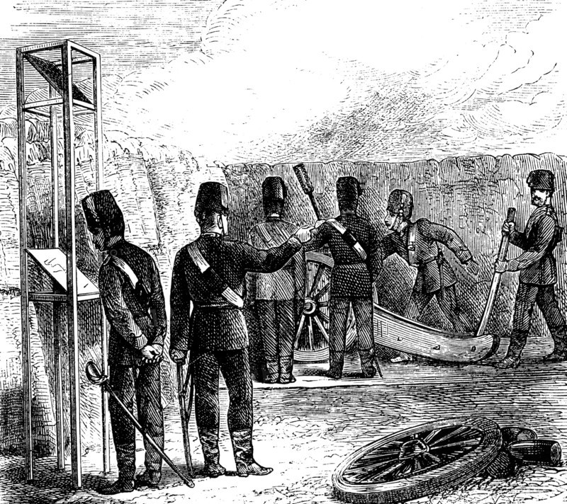 The use of a polemoscope, a kind of periscope, to direct artillery fire