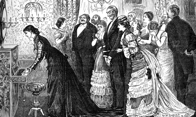 A soirée being held inside a wealthy home