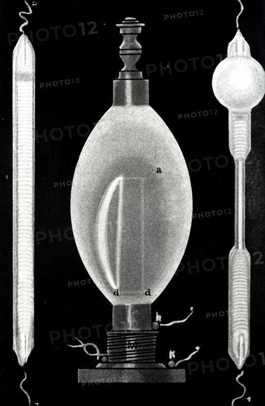 A Geissler tube, an early gas discharge tube used to demonstrate the principles of electrical glow discharge, similar to modern neon lighting