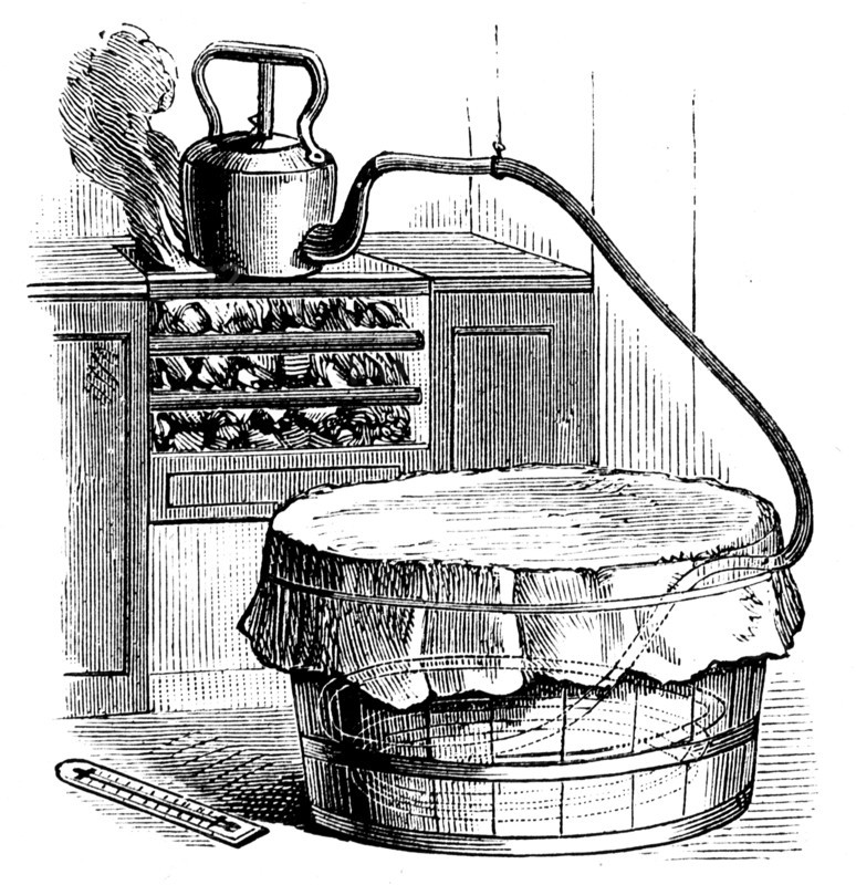 An experiment showing how condensing steam gives out heat