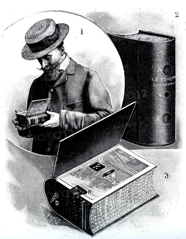 A spy camera in the form of a book
