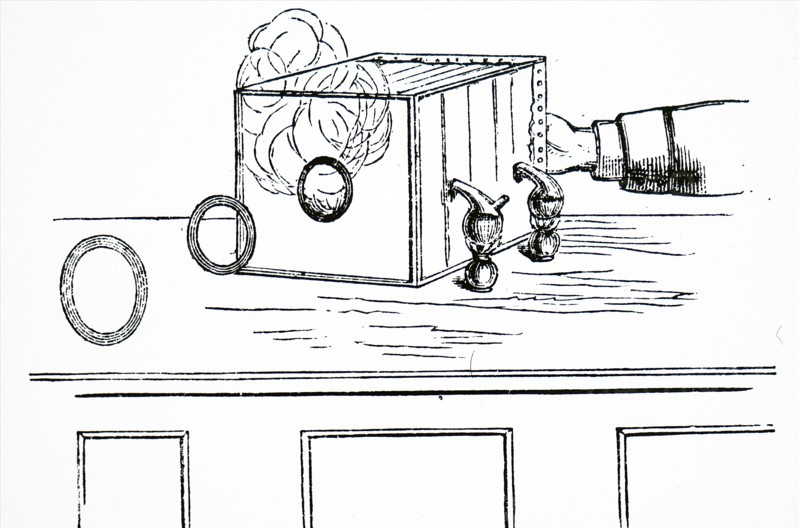 A vortex box used for studying smoke rings