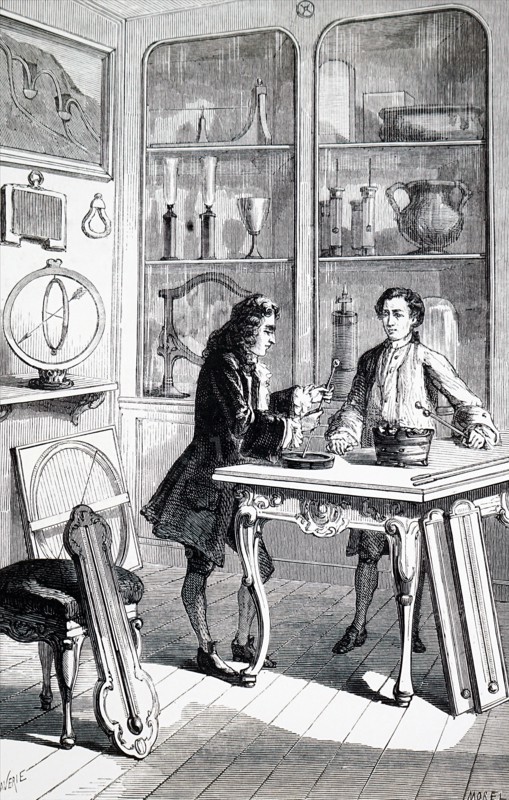 René Antoine Ferchault de Réaumur constructing a thermometer