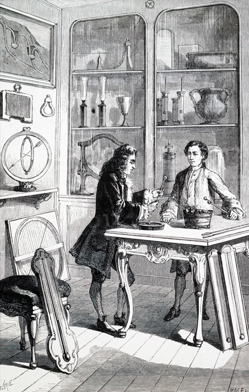 René Antoine Ferchault de Réaumur constructing a thermometer