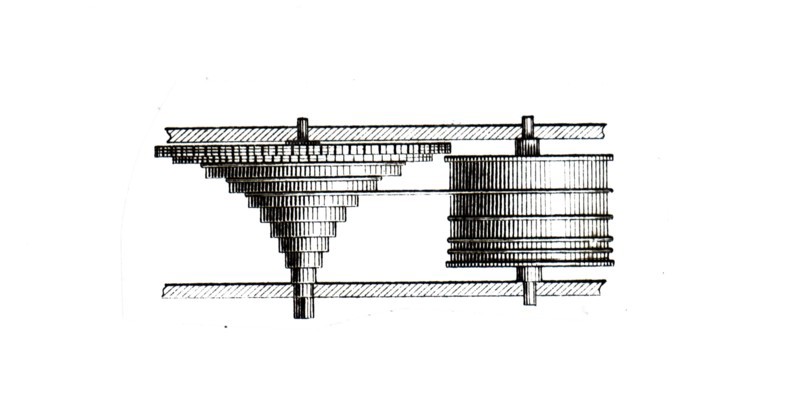 Illustration of an nineteenth century cog and gear mechanism