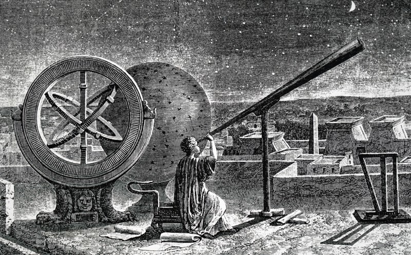 Imaginative reconstruction of Hipparchus in his observatory in Alexandria