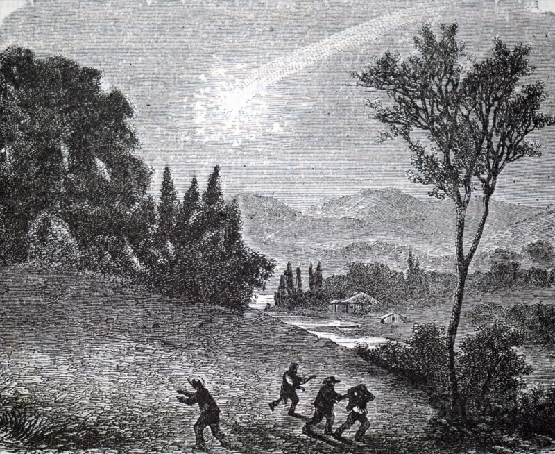 A bolide meteor falling to earth during the day