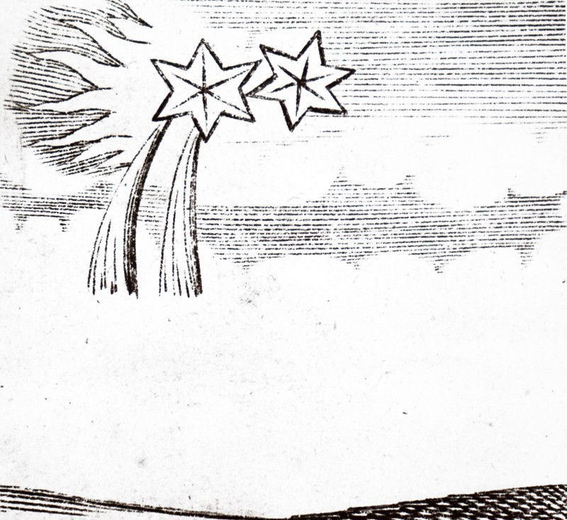 A fireball breaking up upon entry into the atmosphere