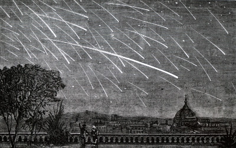 A meteor shower observed from Boston in1872