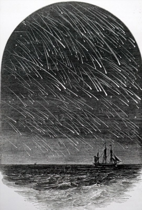 A meteor shower as observed by Andrew Ellicott