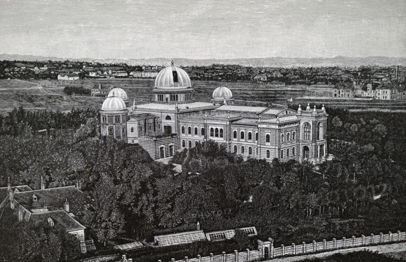 The exterior of the Royal Observatory, Greenwich, an observatory situated on a hill in Greenwich Park, overlooking the River Thames