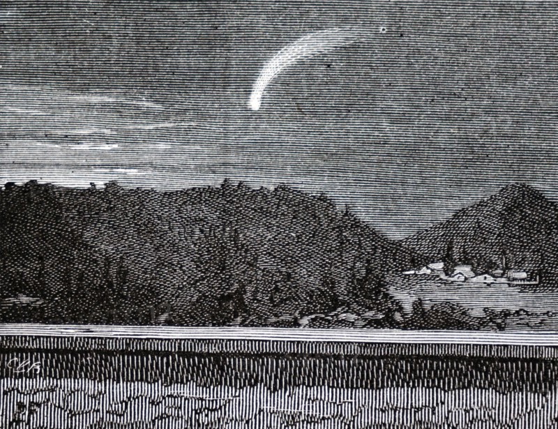 Comet Klinkerfues flying across the night sky, discovered by Ernst Friedrich Wilhelm Klinkerfues