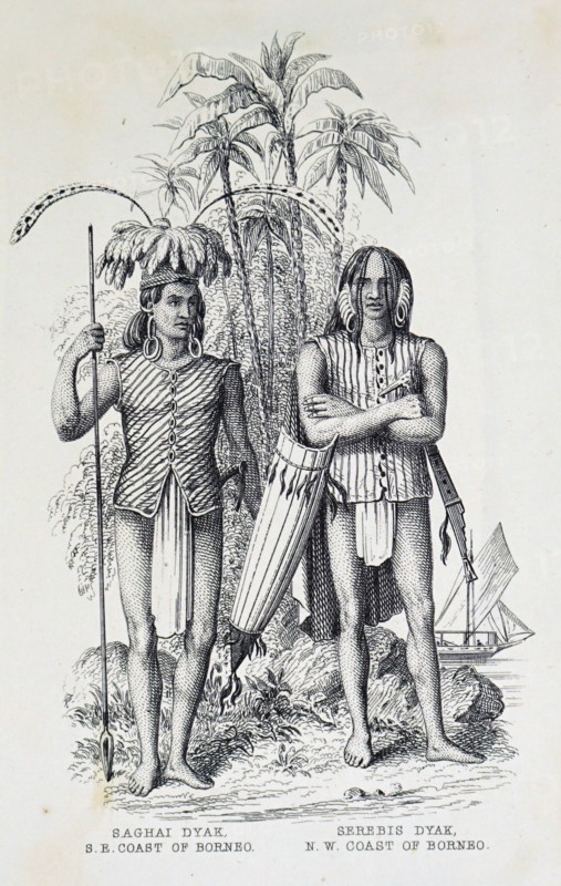 Dayak males performing daily tasks