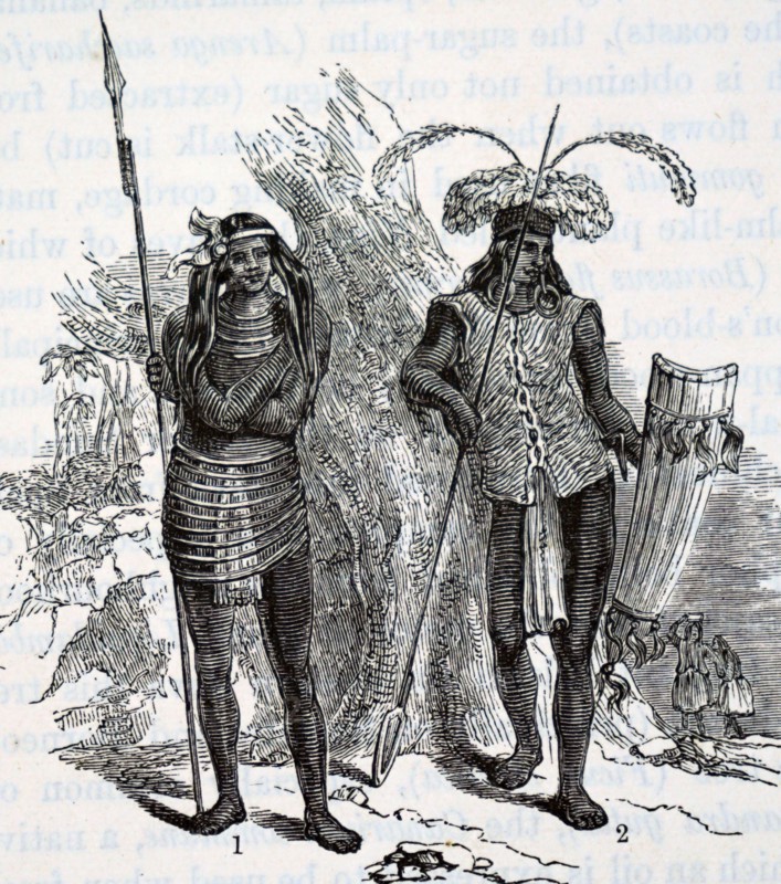 Dayak males performing daily tasks