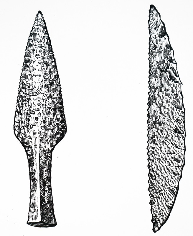 Neolithic flint dagger and saw