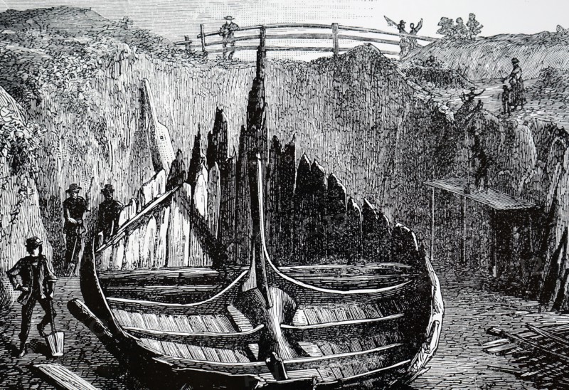The excavation of a Viking ship found in Norway