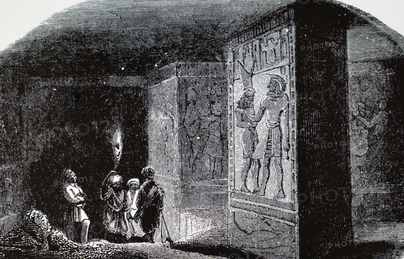 The inside of a tomb at Thebes, Egypt