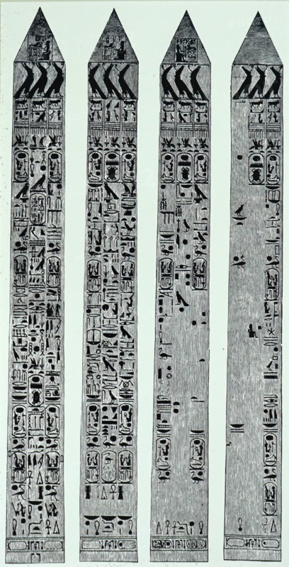 The four sides of Cleopatra's Needle as it stood in Alexandria
